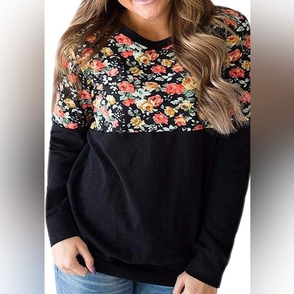 SHEIN Floral Print Raglan Sleeve Pullover 3xl - Picture 1 of 12